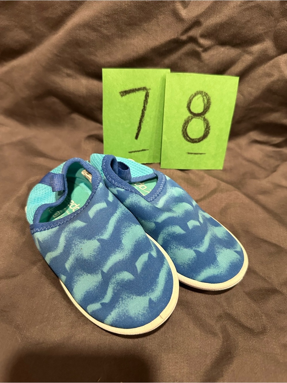 Kids Blue Water-Pattern Slip-On Shoes
